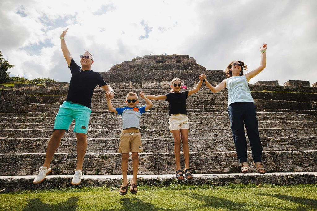 Family at Xunantunich Maya site